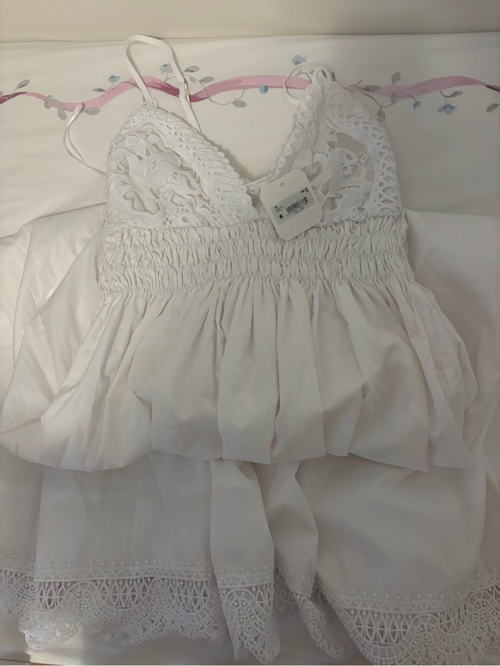 Altar’d State White Lace-Trim Maxi Dress